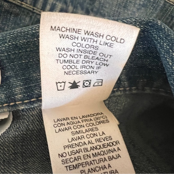 liz & co. Blue Jean Jacket with Full Red Zipper Size Petite Large EUC - Picture 6 of 6